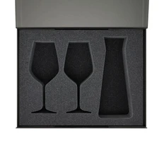 Коробка с ложементом для двух бокалов для вина и декантера, большая, темно-серая фото