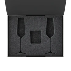 Коробка с ложементом под два бокала и для набора шампанского Enigma, средняя, темно-серая фото
