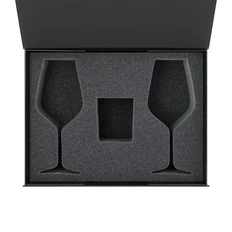 Коробка с ложементом под свечу и двух бокалов для вина, средняя, темно-серая фото