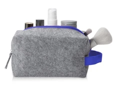Косметичка из переработанного фетра с ручкой Felt, серая / синяя фото