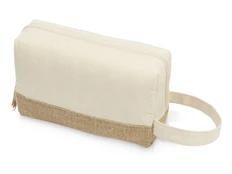 Косметичка с ручкой из хлопка и джута Jute, бежевая фото