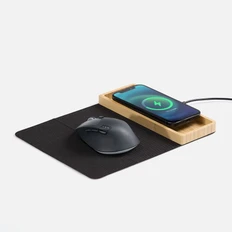 Коврик складной для мышки с беспроводной зарядкой Midstream ver.2, черный / крафт фото