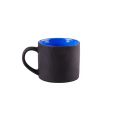 Кружка фарфоровая с прорезиненным покрытием Mycup Yasna, черная / синяя фото
