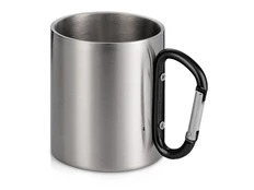 Кружка из стали с ручкой-карабином Elbrus, серебристая / черная фото