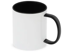 Кружка керамическая со стеклянной ручкой для сублимации Charm, белая / черная фото