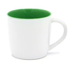 Кружка керамическая Happy, белая / зеленая фото