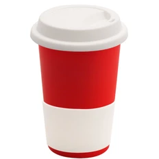 Кружка керамическая с силиконовой манжетой и крышкой Magic To Go, красная / белая фото