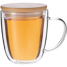 Кружка с двойными стенками Kupla с бамбуковой крышкой, прозрачная фото