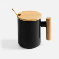 Кружка с ложкой Molti Eco Fusion, черная фото