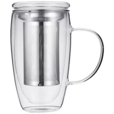 Кружка с ситом для заваривания Linea Franco, 450 мл, прозрачная / серебристая фото