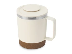 Кружка стальная с двойными стенками Waterline Swipe, белая / коричневая фото