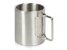 Кружка стальная со складными ручками Kamchatka, серебристая фото