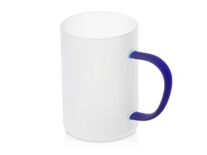 Кружка стеклянная матовая для сублимации «Акцент», белая / синяя фото