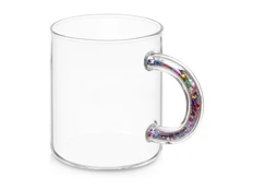 Кружка стеклянная с блестками в ручке Feria, прозрачная фото