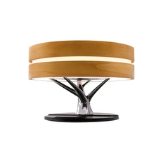 Лампа настольная Aronda с беспроводной зарядкой и колонкой, коричневая фото