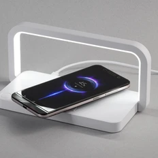 Лампа складная с беспроводным зарядным устройством и подставкой для смартфона Smart Light, белая фото