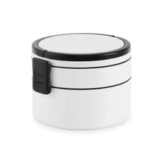 Ланчбокс двухъярусный с застежкой-клипсой и ручками, 950 мл, белый фото