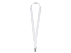 Ланъярд под сублимацию с карабином, 2 см, белый / серебряный фото