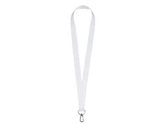 Ланъярд под сублимацию с карабином, 2 см, белый / серебристый фото