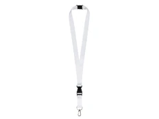 Ланъярд под сублимацию с карабином, межуровневым замком и замком обрыва, 2 см, белый / серебристый фото