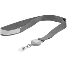 Лента для бейджа с ретрактором Devon, серая / белая фото