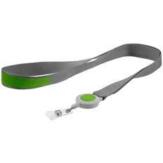 Лента для бейджа с ретрактором Devon, серая / зеленая фото