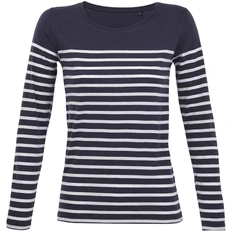 Лонгслив женский Sol's Matelot LSL Women, темно-синий / белый фото