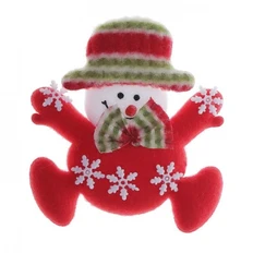 Магнит мягкий «Снеговик Снежинка», 10 см, красный фото