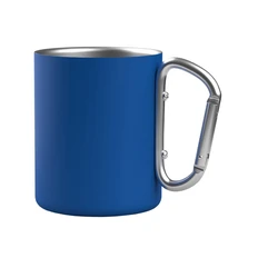 Кружка с карабином Юта, покрытие soft touch, 0,3 л., синий фото