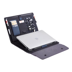 Папка мобильный офис с беспроводной зарядкой Powerfolio, 5000 mAh, серый / черный фото