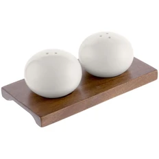 Набор Altavolo Piacente: солонка, перечница, подставка, белый / крафт фото