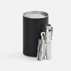 Набор Anycase: мультитул, фонарик-факел, тубус, серый фото