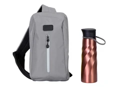 Набор Athletic Nomad: рюкзак-слинг, бутылка для воды, серый / красный фото