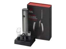 Набор аксессуаров для вина Master of Wine Palermo: электрический штопор, нож для фольги, аэратор, пробка, черный / серый фото