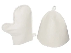 Набор банный Renew: шапка, рукавицы, белый фото