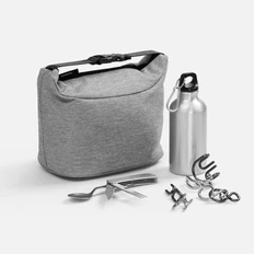 Набор BiteLight: термосумка, походный складной столовый прибор, бутылка для воды, набор из 3 головоломок, серый фото