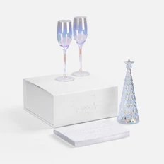 Набор «Блестящих идей»: ежедневник недатированный, два бокала для шампанского, светильник, белый фото