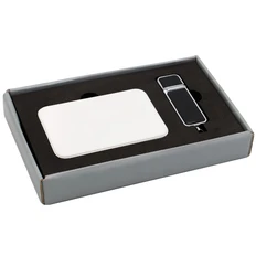 Набор Blomby: внешний аккумулятор Fluffy 5000 mAh, флешка Business 16 Гб, белый фото