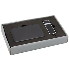 Набор Blomby: внешний аккумулятор Fluffy 5000 mAh, флешка Business 16 Гб, черный фото