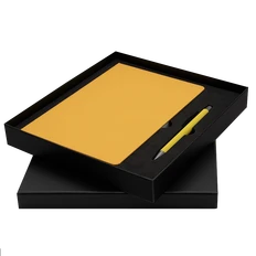 Набор Bplanner Business 02: ежедневник недатированный, ручка шариковая, желтый / черный фото