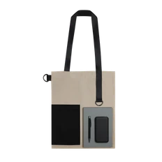 Набор Bplanner Color: ежедневник А5, внешний аккумулятор на 10000 mAh, шоппер, черный / бежевый фото