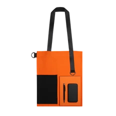 Набор Bplanner Color: ежедневник А5, внешний аккумулятор на 10000 mAh, шоппер, черный / оранжевый фото