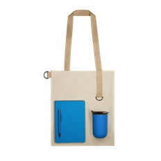 Набор BPlanner Light: кофер, ежедневник, ручка, шопер, бежевый / голубой фото