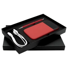 Набор Bplanner Power: ручка шариковая металлическая, внешний аккумулятор 10000 mAh, черный / красный фото