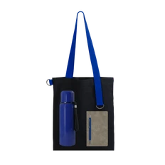 Набор Bplanner Travel Black: термос, бизнес-блокнот, ручка шариковая, шопер, синий / серый фото