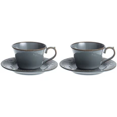 Набор чайных пар Antique: 2 чайные пары, серый фото