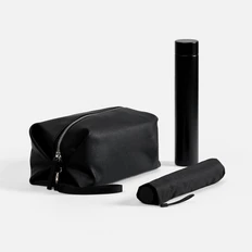 Набор Cloudfinity: зонт складной, термобутылка, несессер, черный фото