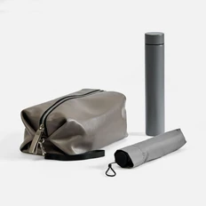 Набор Cloudfinity: зонт складной, термобутылка, несессер, серый фото
