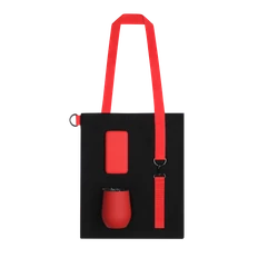 Набор Cofer Bag 10000: аккумулятор 10000 mAh, кофер, ремувка, шопер, черный / красный фото