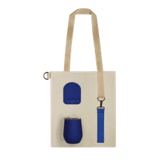 Набор Cofer Charge: внешний аккумулятор, кофер, ремувка, шопер, бежевый / синий фото